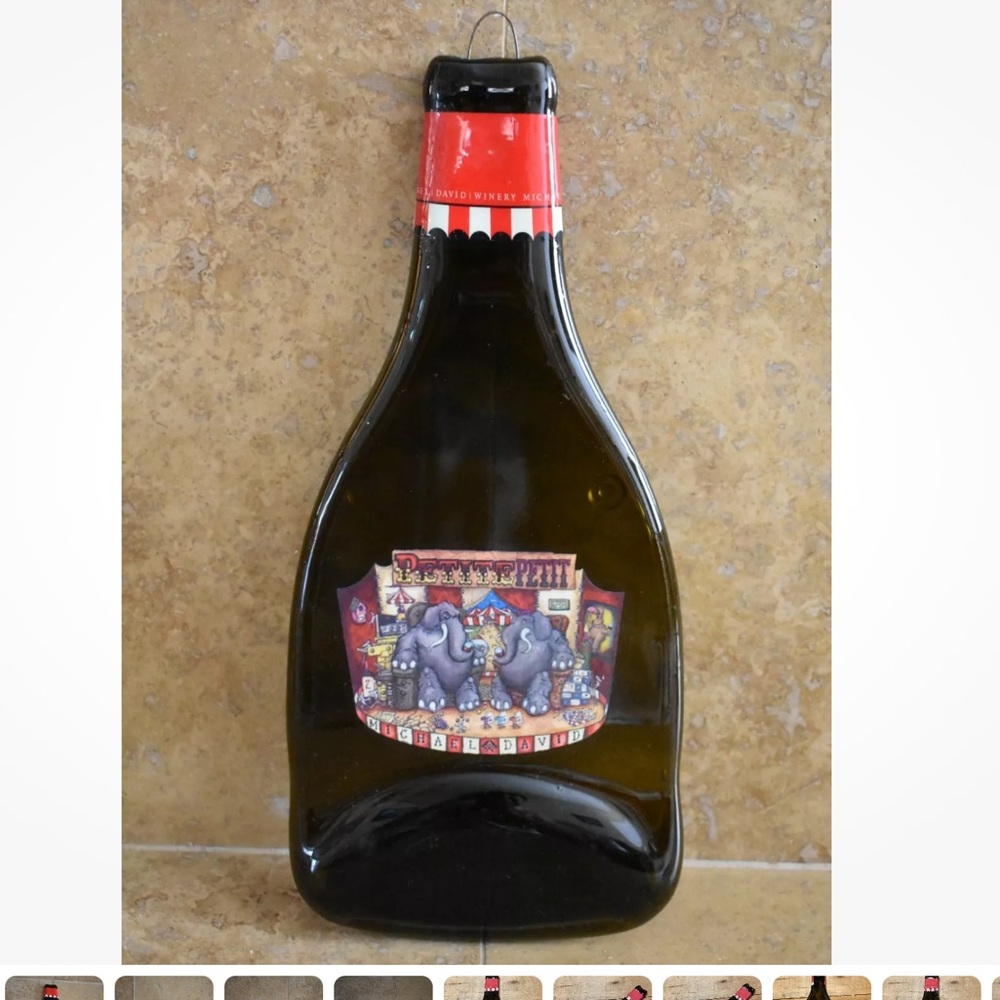 Michael David Petite Petit Melted Wine Bottle Cheese Serving Tray wall decor art